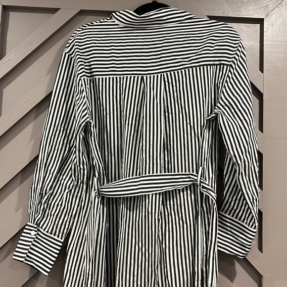 Massimo Dutti long sleeve belted button down black &white 3/4 length dress XS/S - Picture 8 of 16